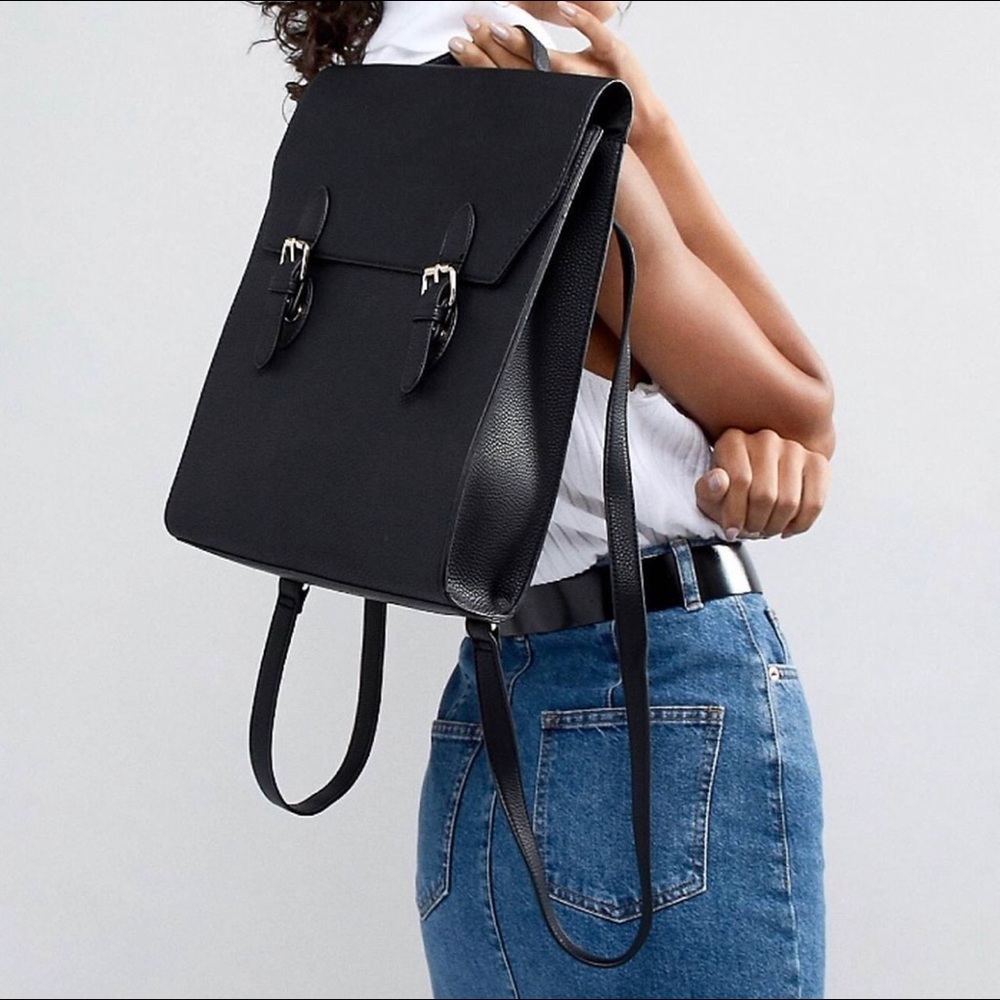 Black pleather backpack